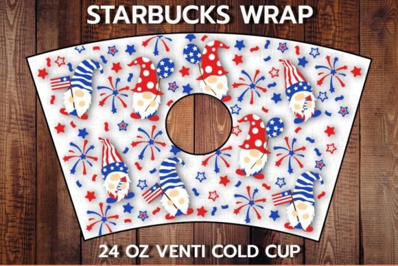 America Flag Gnome 24oz Cup SVG for Crafts and Graphics