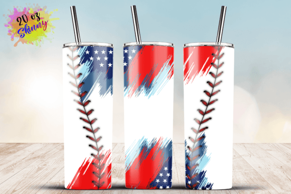 American Flag Baseball Dad Tumbler 20oz Graphics