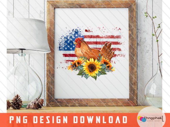 American Flag Chicken USA Graphics for Crafts