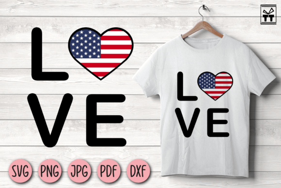 American Flag Love Graphics for Crafts