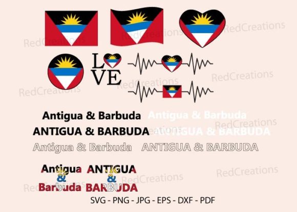 Antigua and Barbuda Flag Bundle Svg for Crafts and Graphics
