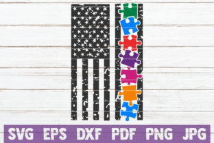 Autism USA Flag Graphics for Crafts