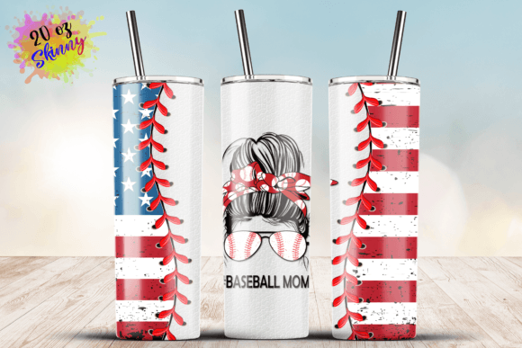 Baseball Mom American Flag White Leather Graphics
