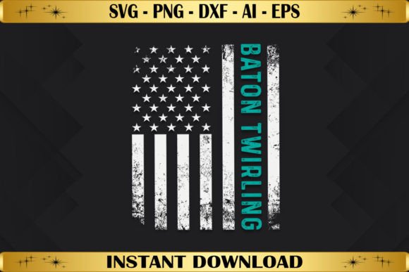 Baton Twirling American Flag Graphics for Crafts
