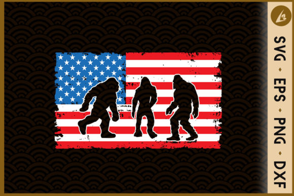 Bigfoot 4th of July USA Flag Patriotic Graphic Design Asset