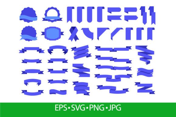 Blue Flag Labels and Badges for Graphic Designers