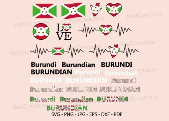 Burundi Flag Bundle SVG for Crafts and Graphics