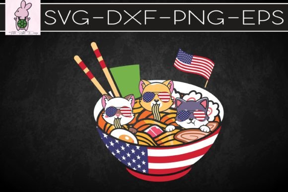Cats Ramen Anime American Flag Graphics for Crafts