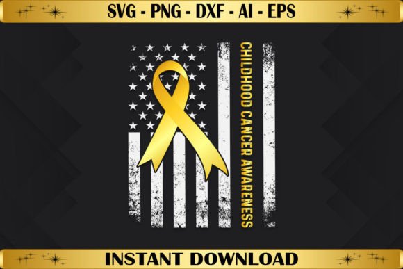 Childhood Cancer Awareness American Flag Graphics for Crafts