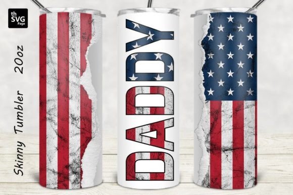 Daddy American Flag Tumbler Design for Crafts and Graphics