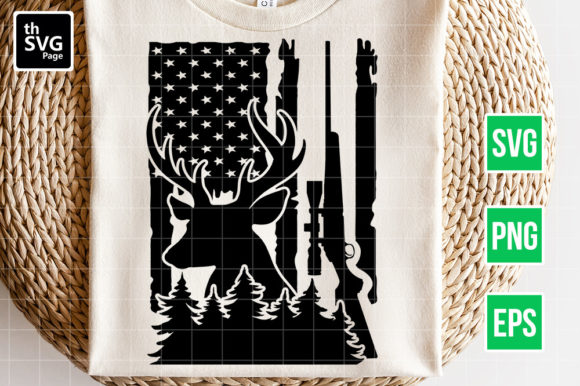 Deer Hunting American Flag SVG for Crafts and Graphics