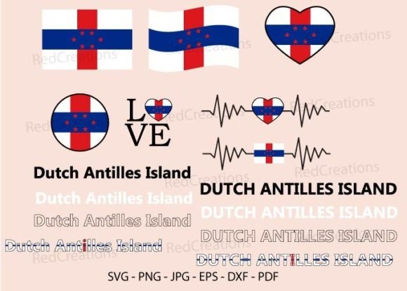 Dutch Antilles Island Flag Bundle Svg for Crafts and Graphics
