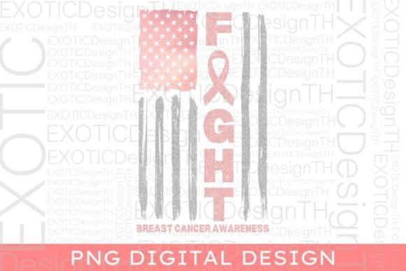 Fight USA FLAG Breast Cancer Awareness Graphics for Local Business