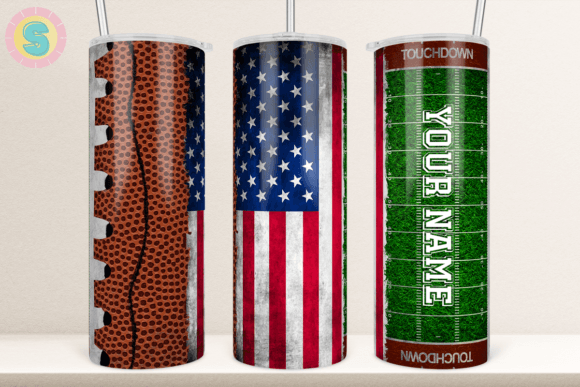 Football Untied States Flag Tumbler Wrap Graphics for Crafts