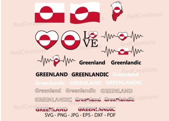 Greenland Flag Bundle Svg for Crafts and Graphics