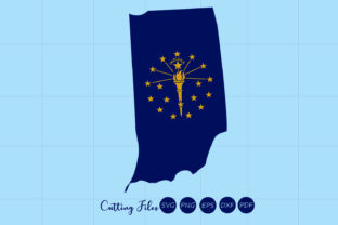 Indiana State with Flag Background Graphics for Crafts