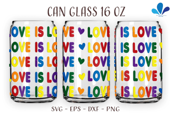 Love is Love Rainbow Pride Flag Can Wrap Graphics for Crafts
