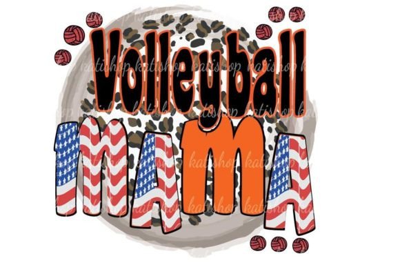 Mama Volleyball Flag Brush Sublimation Graphics for Crafts