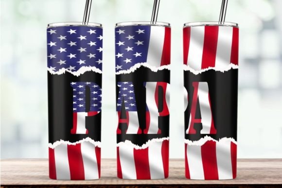 PAPA American Flag 20 Oz Tumbler Wrap - Graphics for Crafts