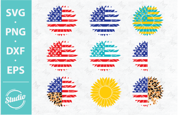 Patriotic Flag Sunflower Svg 4th of July Graphics