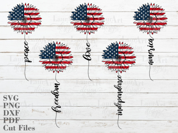 Patriotic Sunflower 4th of July USA Flag