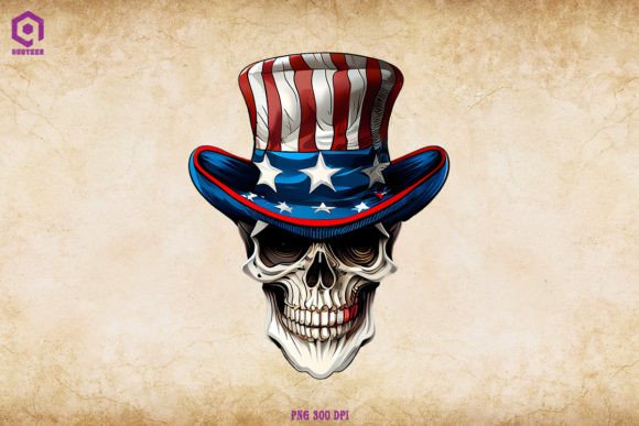 Skull 4th of July Uncle Sam US Flag Graphics for Crafts