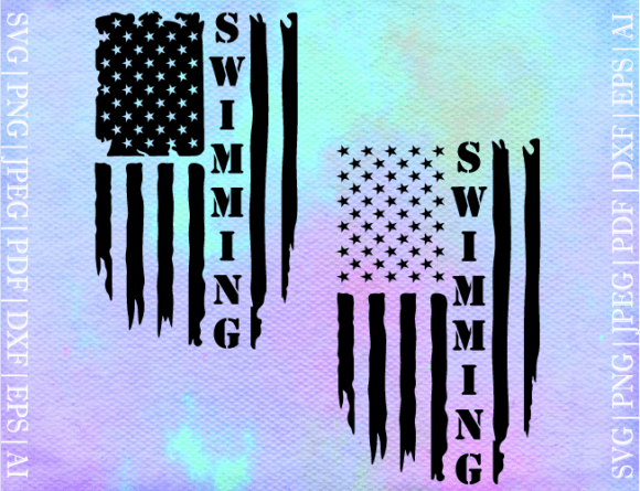 Swimming US Flag Graphics for Crafts