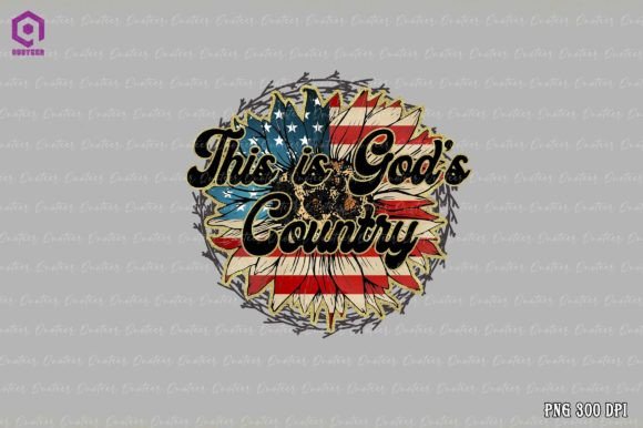 This is Gods Country Sunflower US Flag Graphics