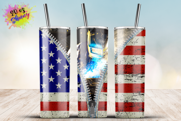 Usa Flag Patriotic American Welder 20oz Graphics for Crafts