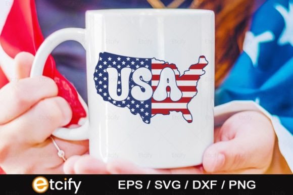 USA Map Flag Graphic Design for Crafts