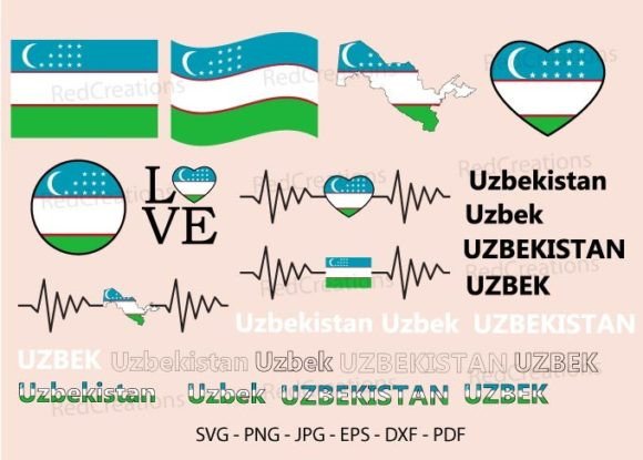Uzbekistan Flag Bundle Svg for Crafts and Graphics