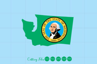 Washington State with Flag Background Graphics for Crafts