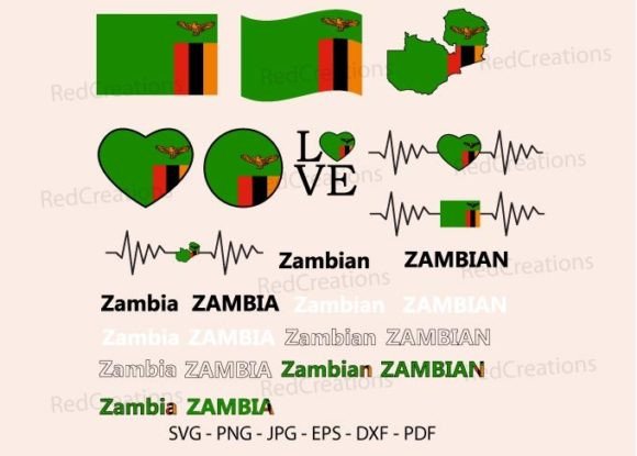 Zambia Flag Bundle Svg for Crafts and Graphics